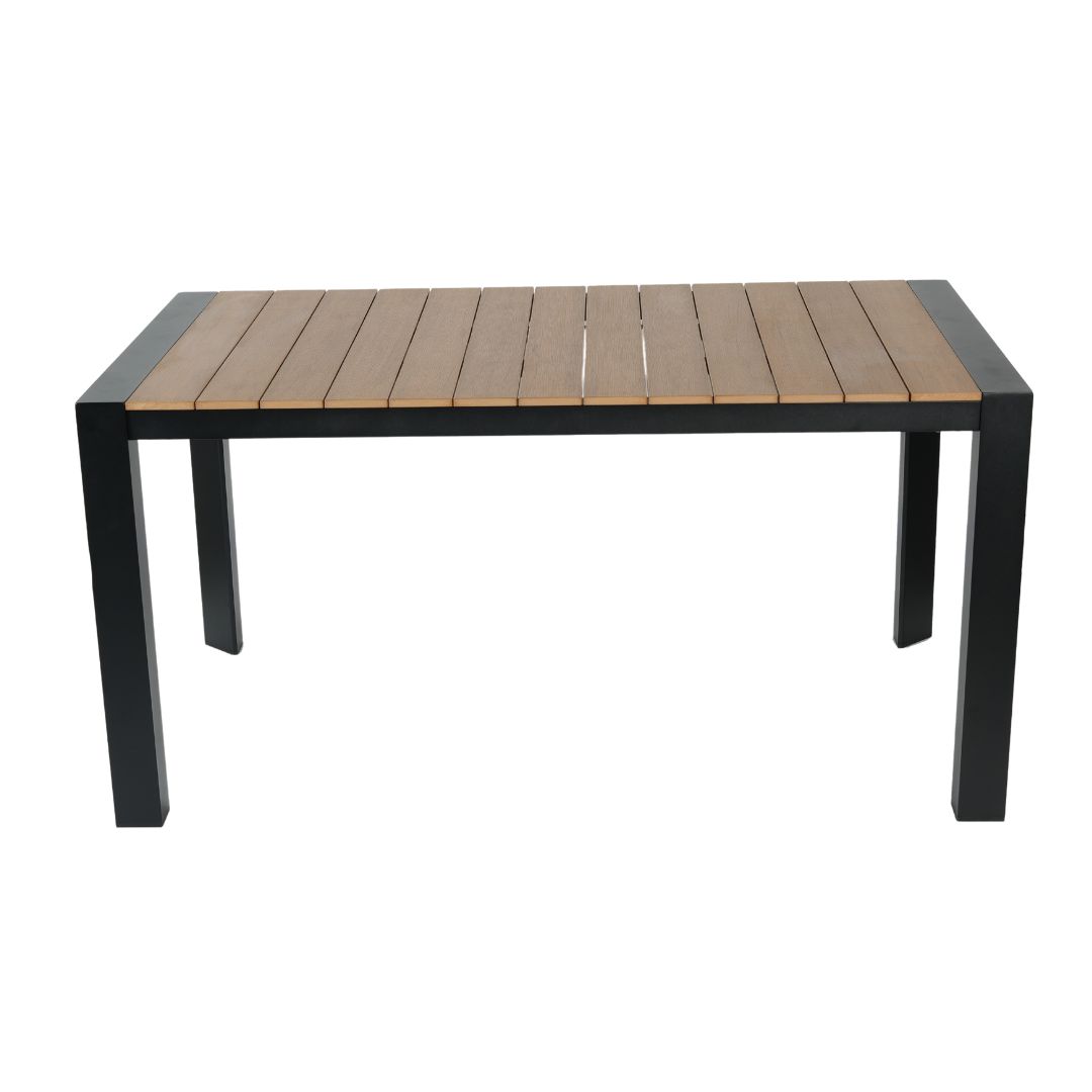 teak aluminium & polywood dining table in black 800 x 1500mm (pre order)