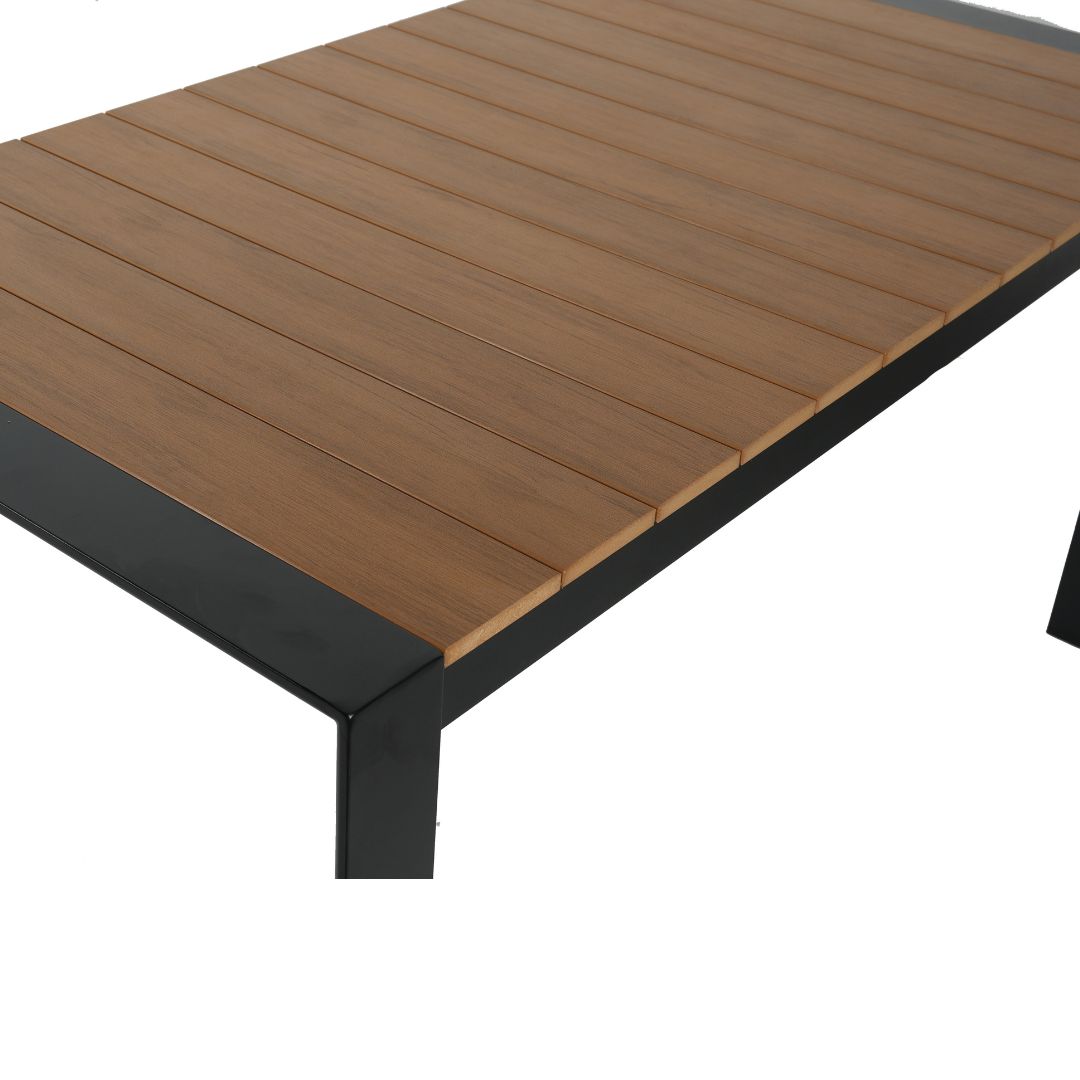 teak aluminium & polywood dining table in black 800 x 1500mm (pre order)