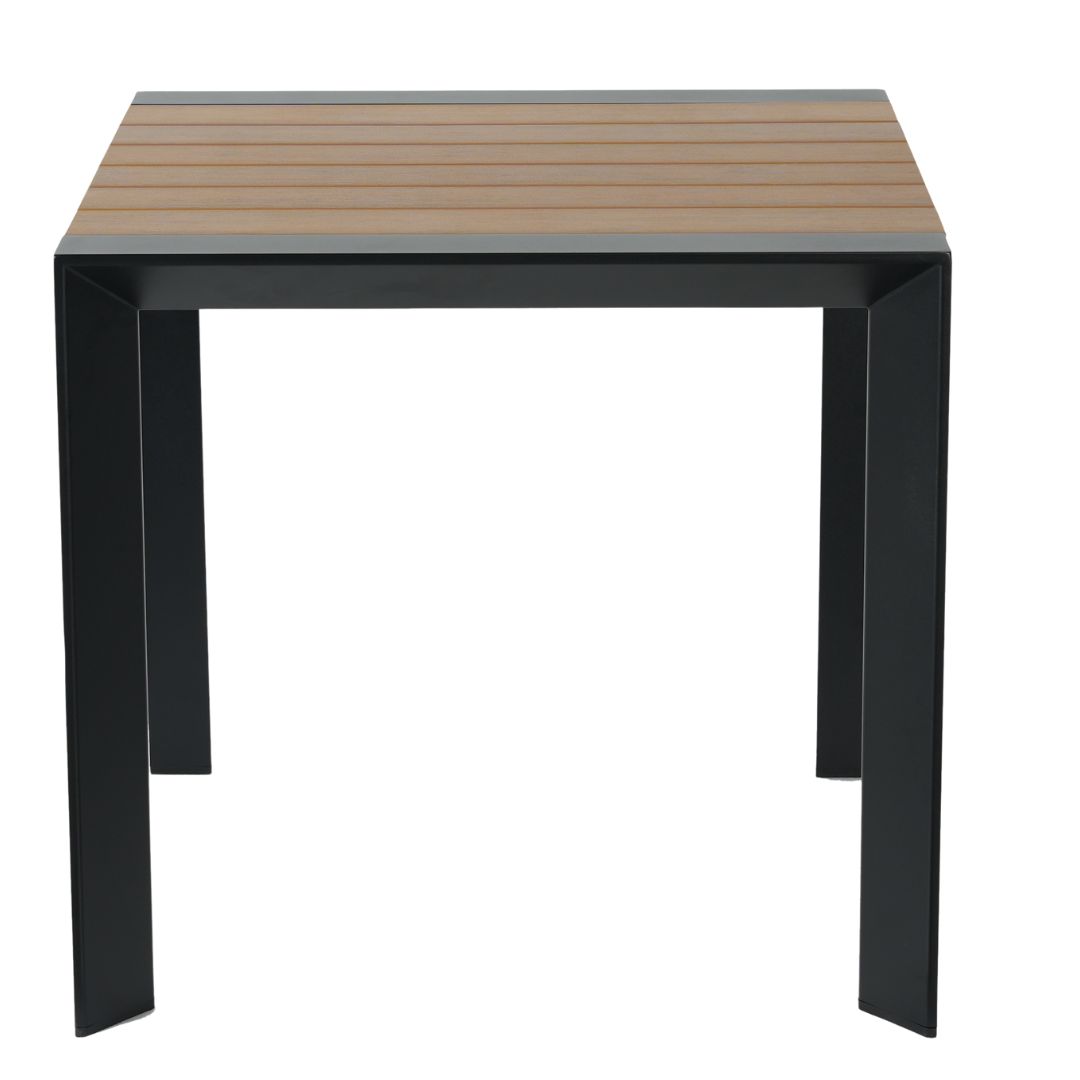 teak aluminium & polywood dining table in black 800 x 800mm (pre order)