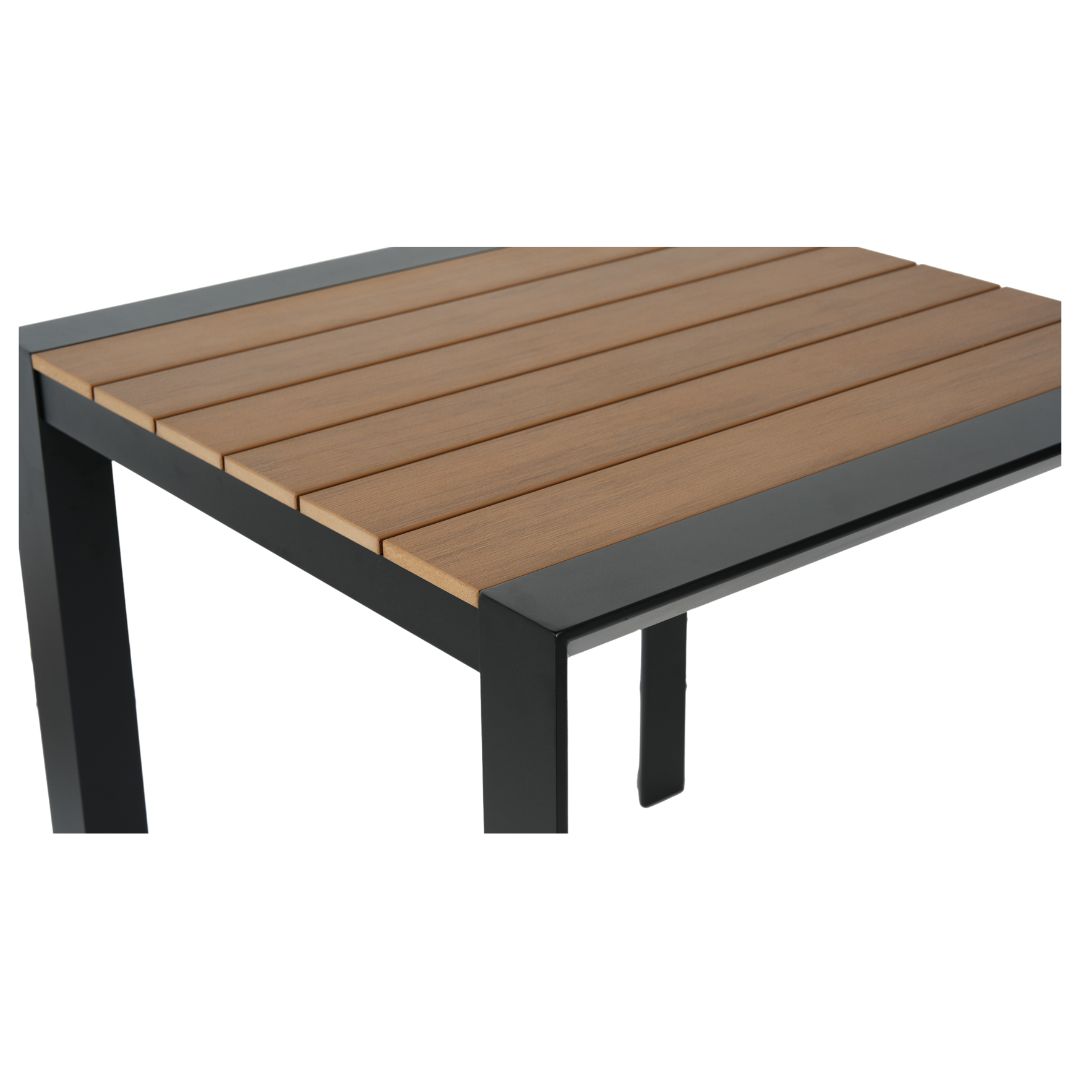teak aluminium & polywood dining table in black 800 x 800mm (pre order)