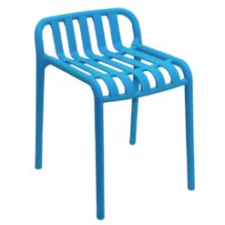 small tuscan stool in bright blue