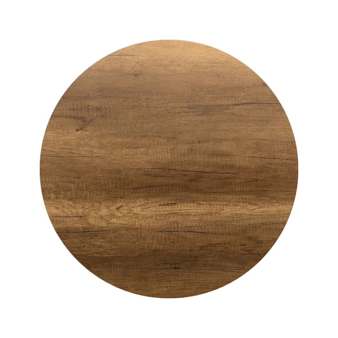 walnut compact round table top with black maxwell base