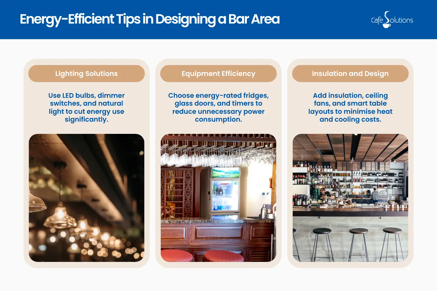 what are some energy efficient tips in designing a bar area