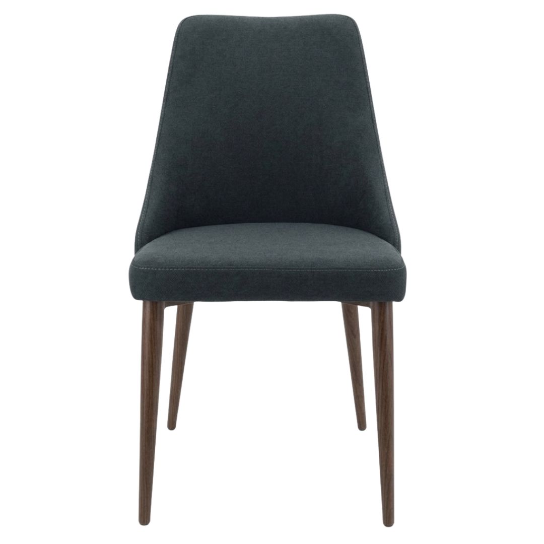 windsor chair in charcoal with walnut legs