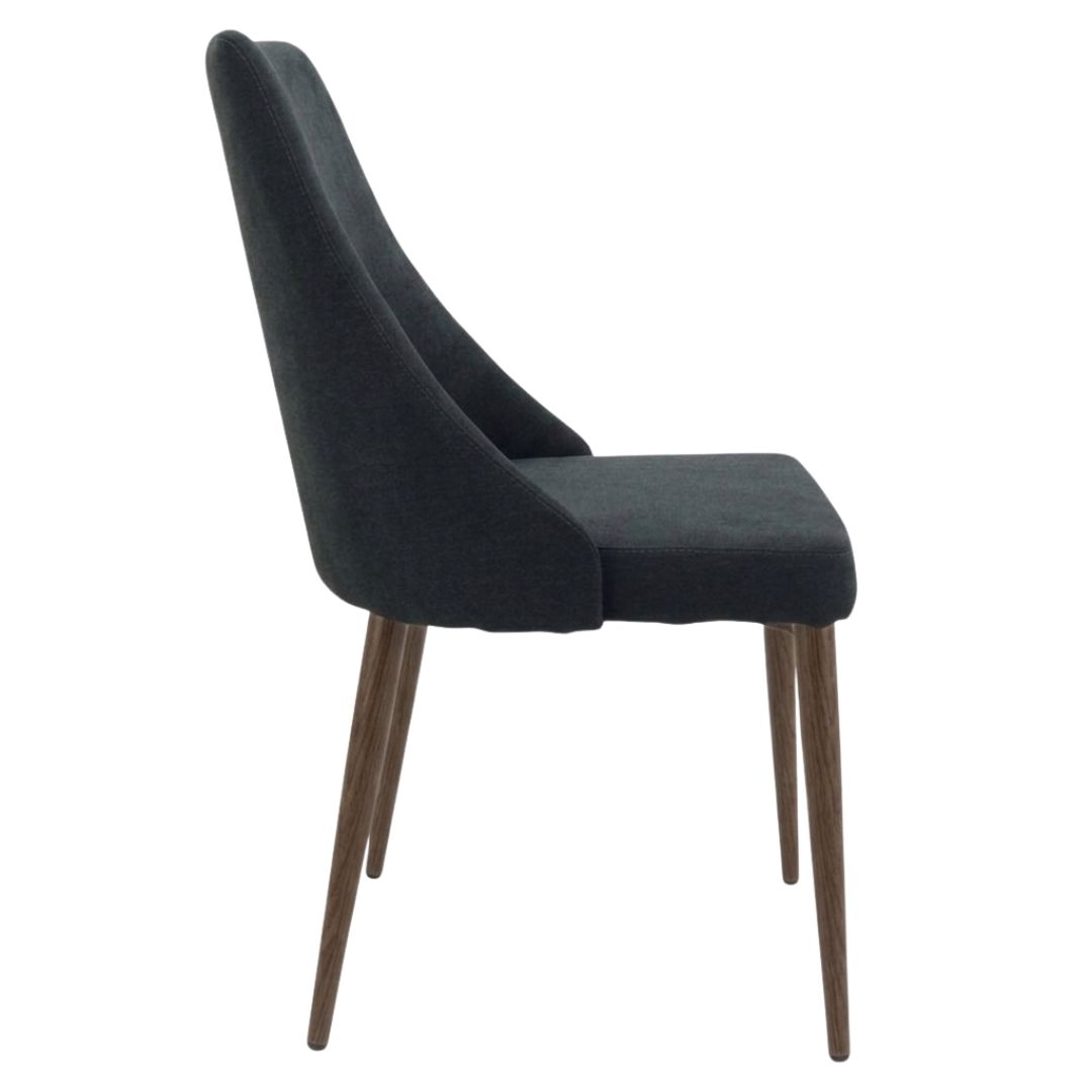 windsor chair in charcoal with walnut legs