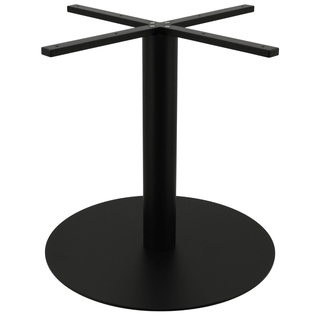 xl circular steel dining table base in matte black with round pole