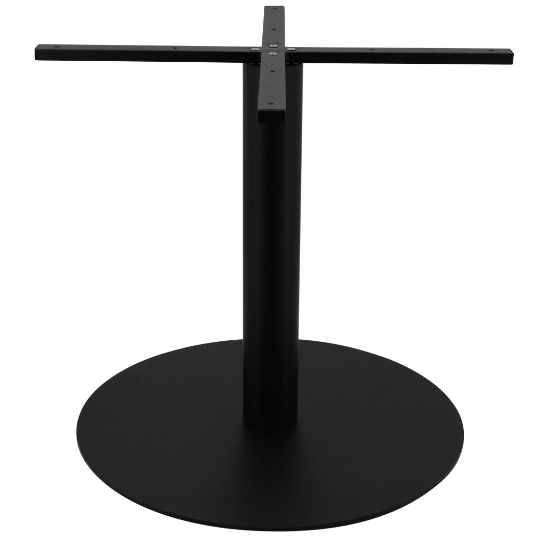 xl circular steel dining table base in matte black with round pole